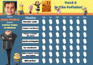 Quadro de Incentivos Meu Malvado Favorito para Editar e Imprimir