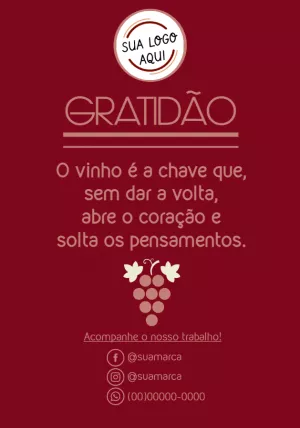 Cartão de Agradecimento Vinho Elegante para Editar Online
