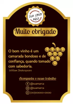 Cartão Obrigado pela Compra Tema Vinho para Editar Online