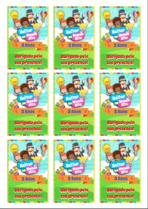 Tag de Aniversário Mundo Bita para Editar e Imprimir