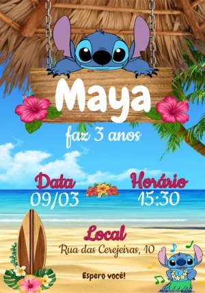 Invitación de cumpleaños Stitch – Estático – NHB Designer
