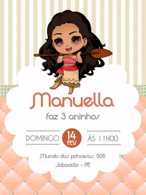 Convite de Aniversário Moana Baby para Editar Online