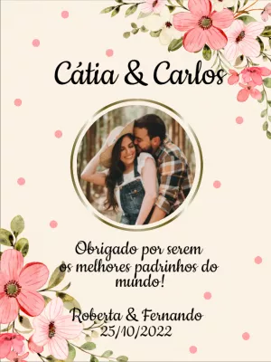 Cartão para Padrinhos de Casamento com Foto para Editar Online