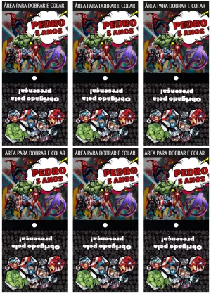 Capa de Pirulito Festa Vingadores para Editar Online