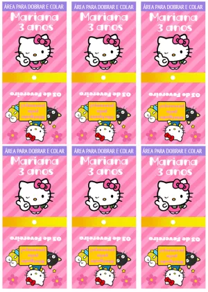 Capa para Pirulito Hello Kitty Aniversário para Editar Online