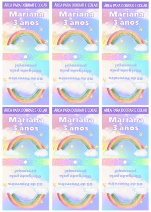 Capa de Pirulito Aniversário Arco-Íris Pastel para Editar