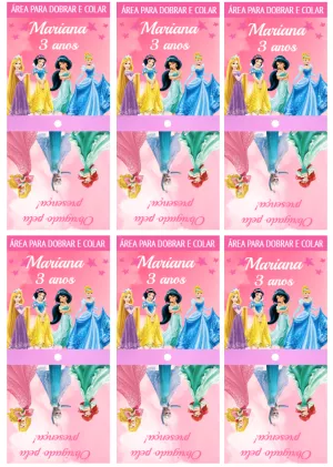 Capa para Pirulito Festa Princesas para Editar e Imprimir