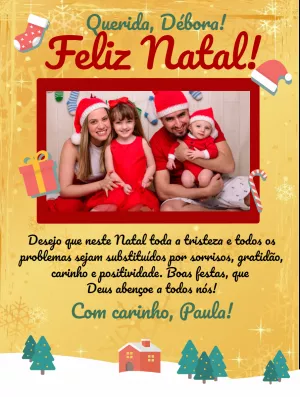 Cartão de Natal com Foto Personalizada para Editar Online