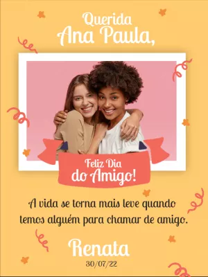 Cartão de Dia do Amigo com Foto para Editar Online