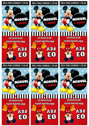 Capa para Pirulito Mickey Mouse Aniversário Editável Online