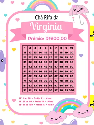 Chá Rifa Chuva de Amor com Arco-íris para Editar Online