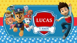 Painel de Aniversário Patrulha Canina para Editar Online