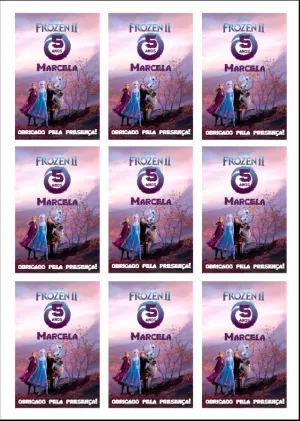 Tag de Aniversário Frozen 2 Editável para Lembrancinha