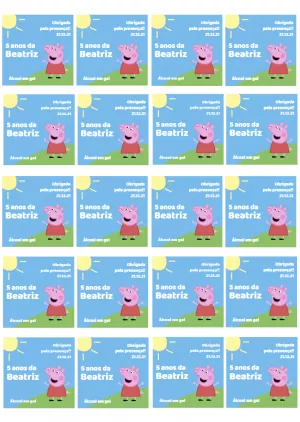 Rótulo Peppa Pig para Álcool em Gel de Aniversário para Editar