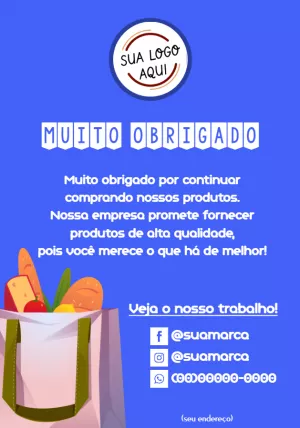 Cartão de Agradecimento Mercado para Editar Online