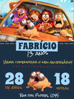 Convite Aniversário A Família Mitchell para Editar Online