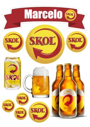 Topo de Bolo Skol com Elementos para Editar Online