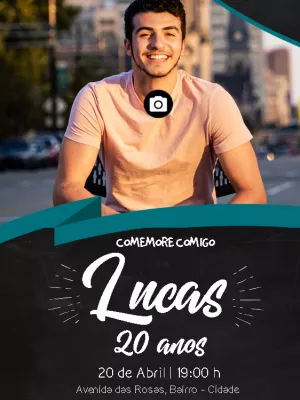 Convite de Aniversário Masculino com Foto para Editar Online