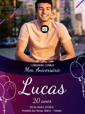 Convite de Aniversário Masculino com Foto para Editar Online