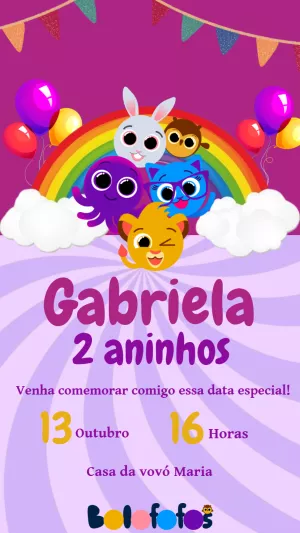 Invitación de cumpleaños Bolofofos – Estático – Maria Eduarda de Salvo