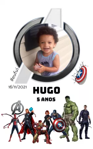Arte para Copo Vingadores com Foto para Editar Online