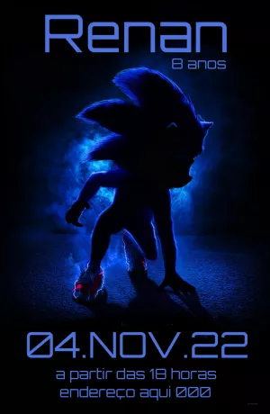 Convite de Aniversário Sonic o Filme para Editar Online
