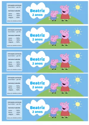 Rótulo de Água Peppa Pig para Aniversário para Editar Online