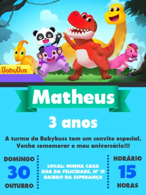 Invitación de cumpleaños Dinosaurio – Estático – Pedro Henrique
