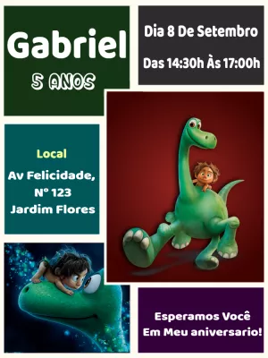 Invitación de cumpleaños Dinosaurio – Estático – R🌹 ZA  P..