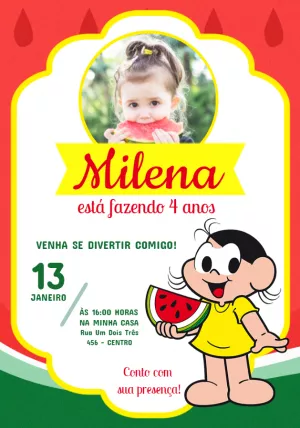 Invitation d'anniversaire Turma da Mônica – Statique – Jotta
