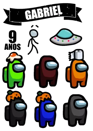 Topo de Bolo Among Us com Personagens para Editar Online