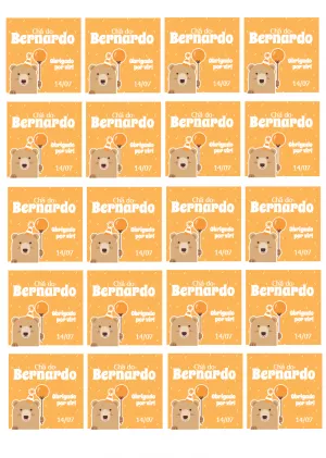 Tag Chá de Bebê Ursinho Fofo para Editar e Imprimir Online