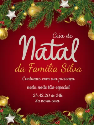 Convite Ceia de Natal Tradicional para Editar Online