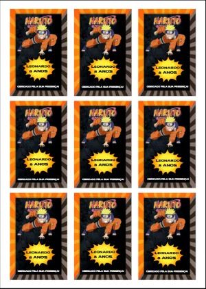 Tag de Aniversário Naruto para Lembrancinha para Editar Online