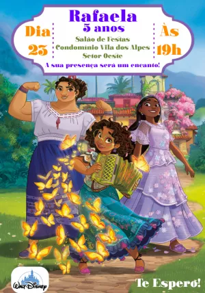 Convite de Aniversário Encanto Disney para Editar Online