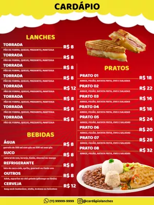 Cardápio para Lanchonete com Foto Editável Online