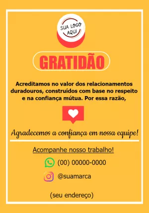 Cartão de Agradecimento ao Cliente para Editar Online