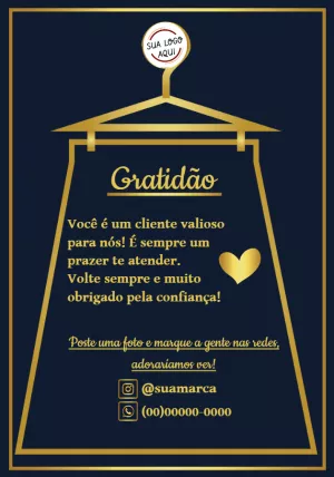 Cartão de Agradecimento Loja de Roupas com Cabide para Editar