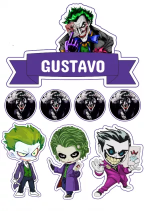 Topo de Bolo Aniversário Coringa para Editar e Imprimir