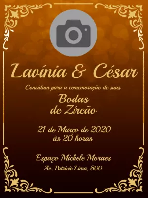 Convite Bodas de Zircão com Foto para Editar Online