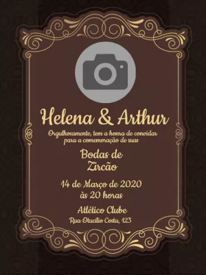 Convite Bodas de Zircão com Foto para Editar Online