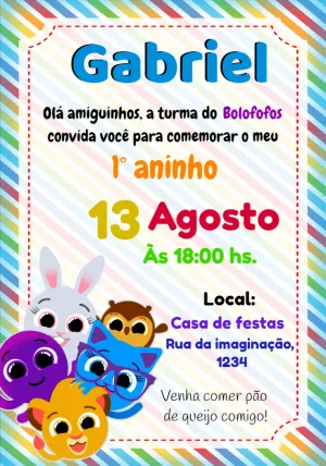 Invitación de cumpleaños Bolofofos – Estático – Convites Personalizados