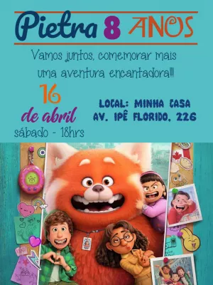 Convite de Aniversário Red: Crescer é uma Fera para Editar