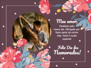Cartão Dia dos Namorados com Foto Floral para Editar Online