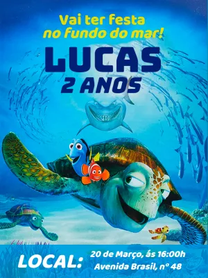 Convite Aniversário Procurando Nemo para Editar Online