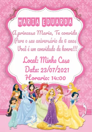 Invitación de cumpleaños Princesas – Estático – Thainá Nicolau 