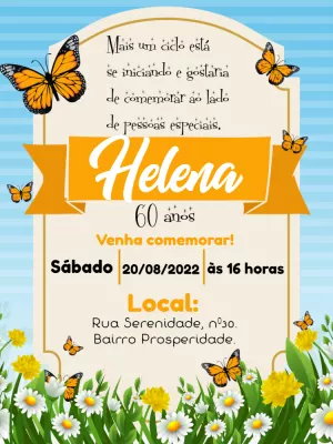 Convite Aniversário Jardim das Borboletas para Editar Online