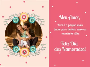 Cartão Dia dos Namorados com Foto Floral para Editar Online