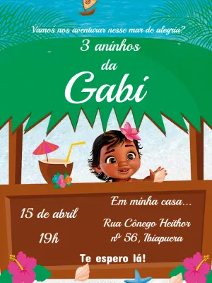 Convite de Aniversário Moana Baby para Editar Online
