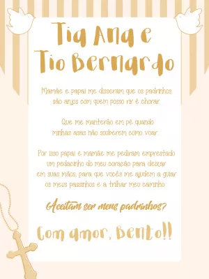 Convite Padrinhos de Batismo com Poema para Editar Online